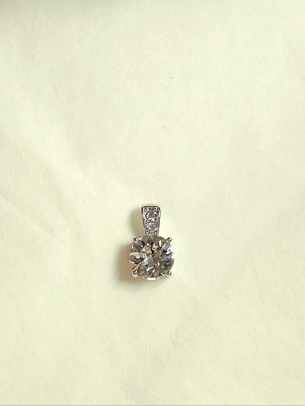 Silver Plated Cubic Zirconia Solitare Pendant or Charm Jewelry Making